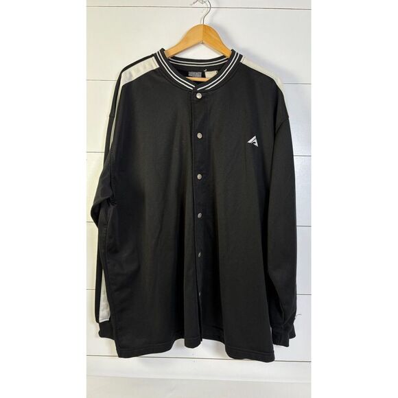 Vintage Athletic Works Track Jacket Black White Stripe Mens  XLarge Snap Up 90's - Picture 1 of 5